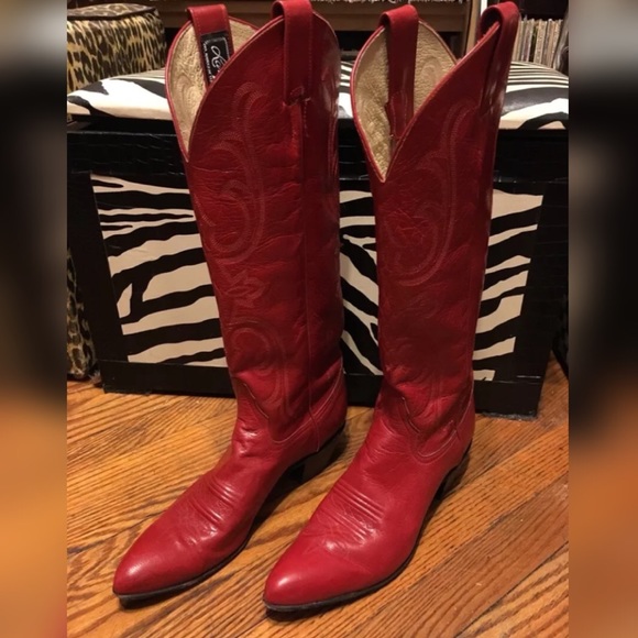 bright red cowboy boots